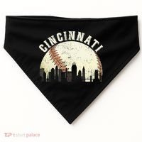 Cincinnati Cityscape Baseball Lover Women USA-Made Doggie Bandana thumb 0