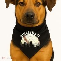 Cincinnati Cityscape Baseball Lover Women USA-Made Doggie Bandana thumb 1