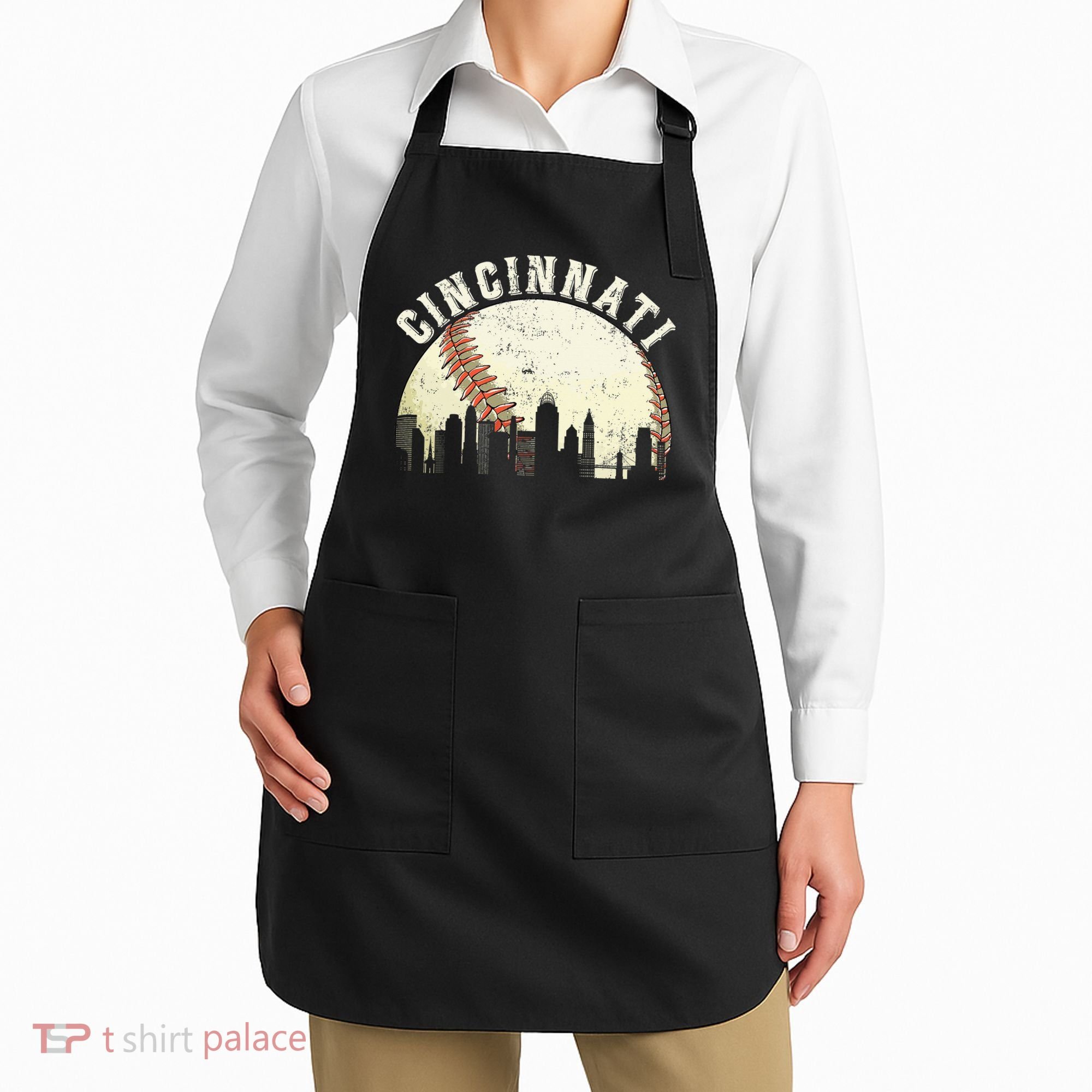 Cincinnati Cityscape Baseball Lover Women Apron