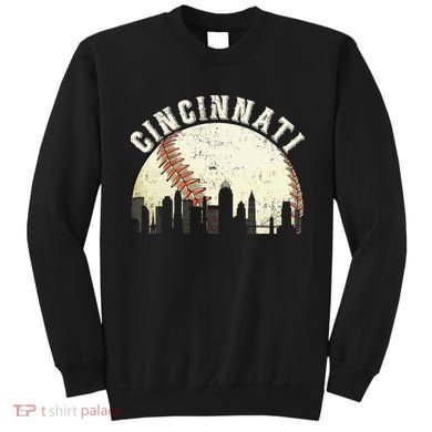 Cincinnati Cityscape Baseball Lover Women Sweatshirt