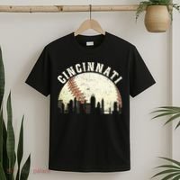 Cincinnati Cityscape Baseball Lover Women T-Shirt thumb 2