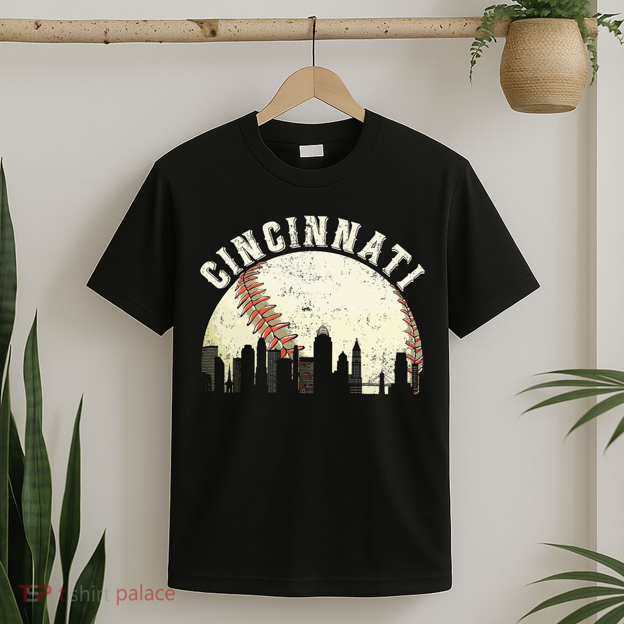 Cincinnati Cityscape Baseball Lover Women T-Shirt