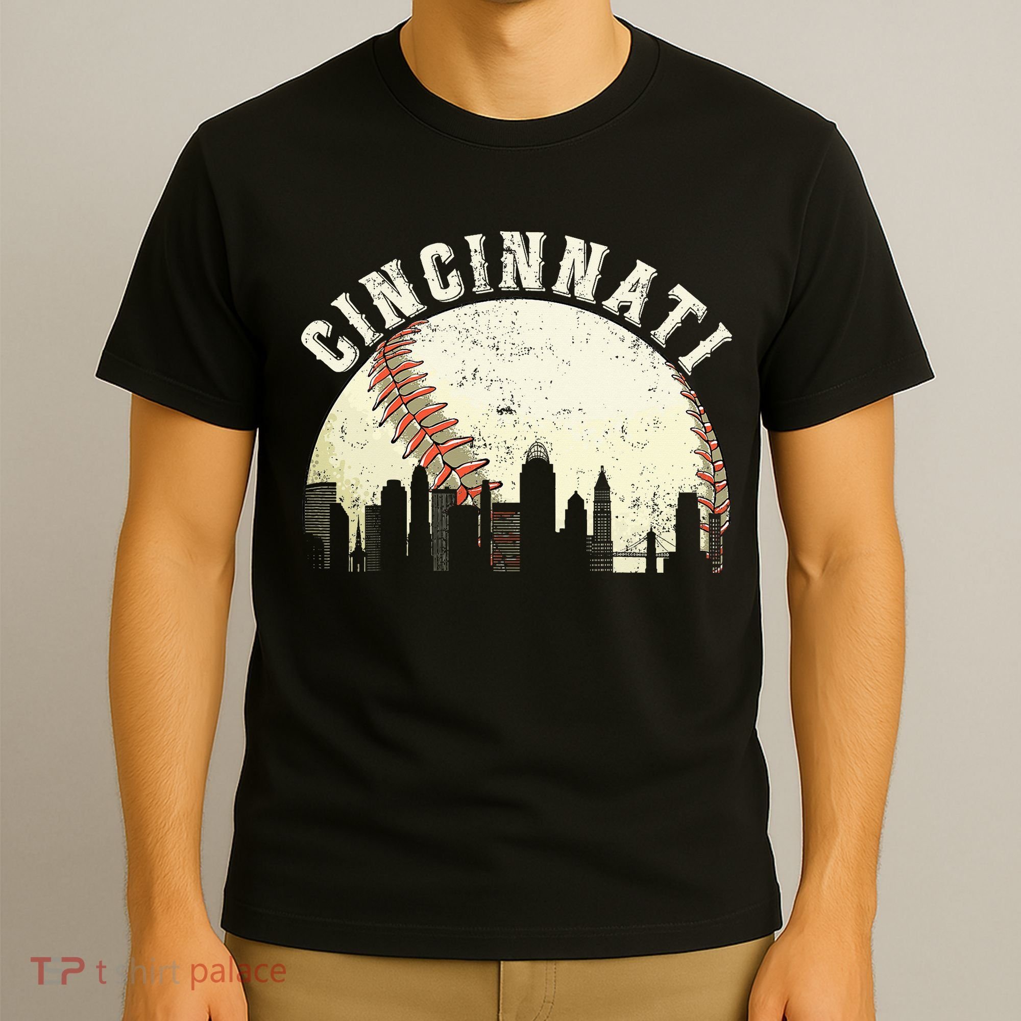 Cincinnati Cityscape Baseball Lover Women T-Shirt