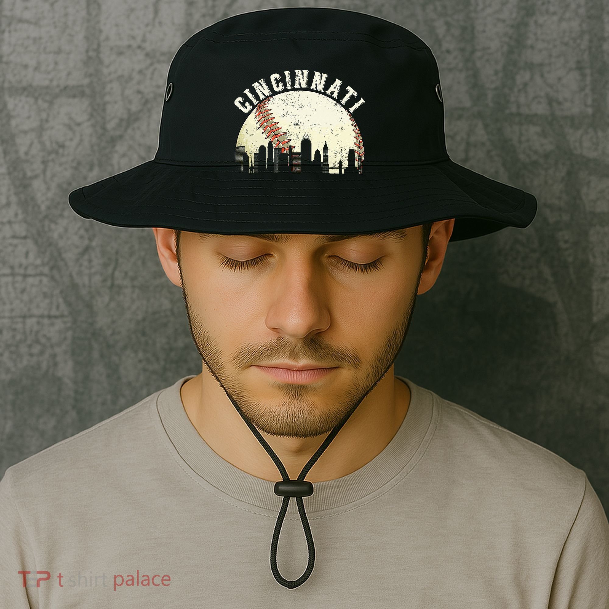 Cincinnati Cityscape Baseball Lover Women Bucket Hat