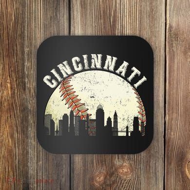 Cincinnati Cityscape Baseball Lover Women Coaster