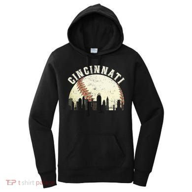 Cincinnati Cityscape Baseball Lover Women Women's Hoodie