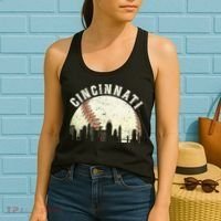 Cincinnati Cityscape Baseball Lover Women Women's Tank Top thumb 2