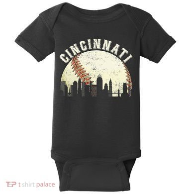 Cincinnati Cityscape Baseball Lover Women Baby Bodysuit