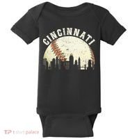 Cincinnati Cityscape Baseball Lover Women Baby Bodysuit thumb 0