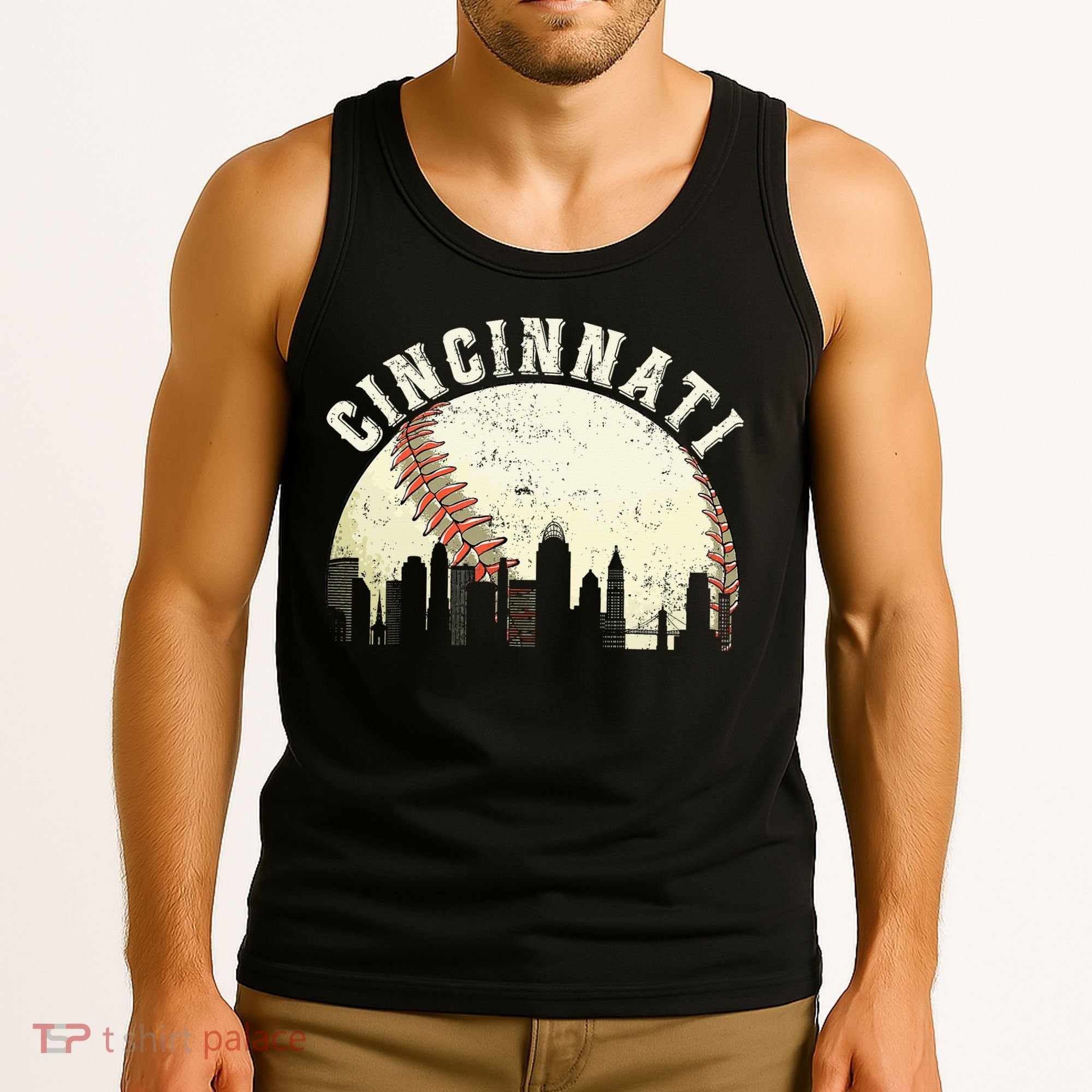 Cincinnati Cityscape Baseball Lover Women Tank Top