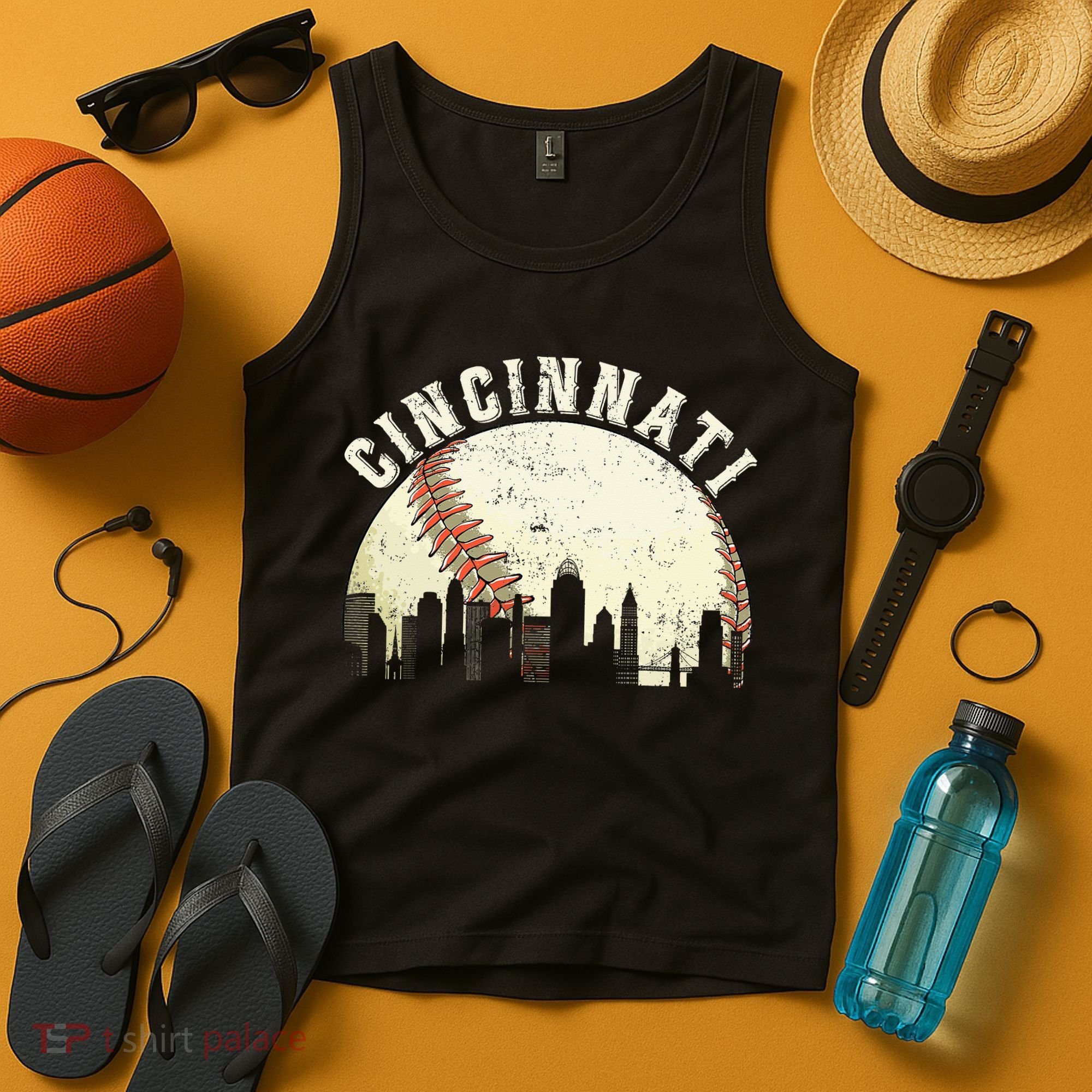 Cincinnati Cityscape Baseball Lover Women Tank Top