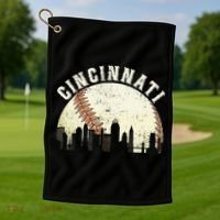 Cincinnati Cityscape Baseball Lover Women Golf Towel thumb 1