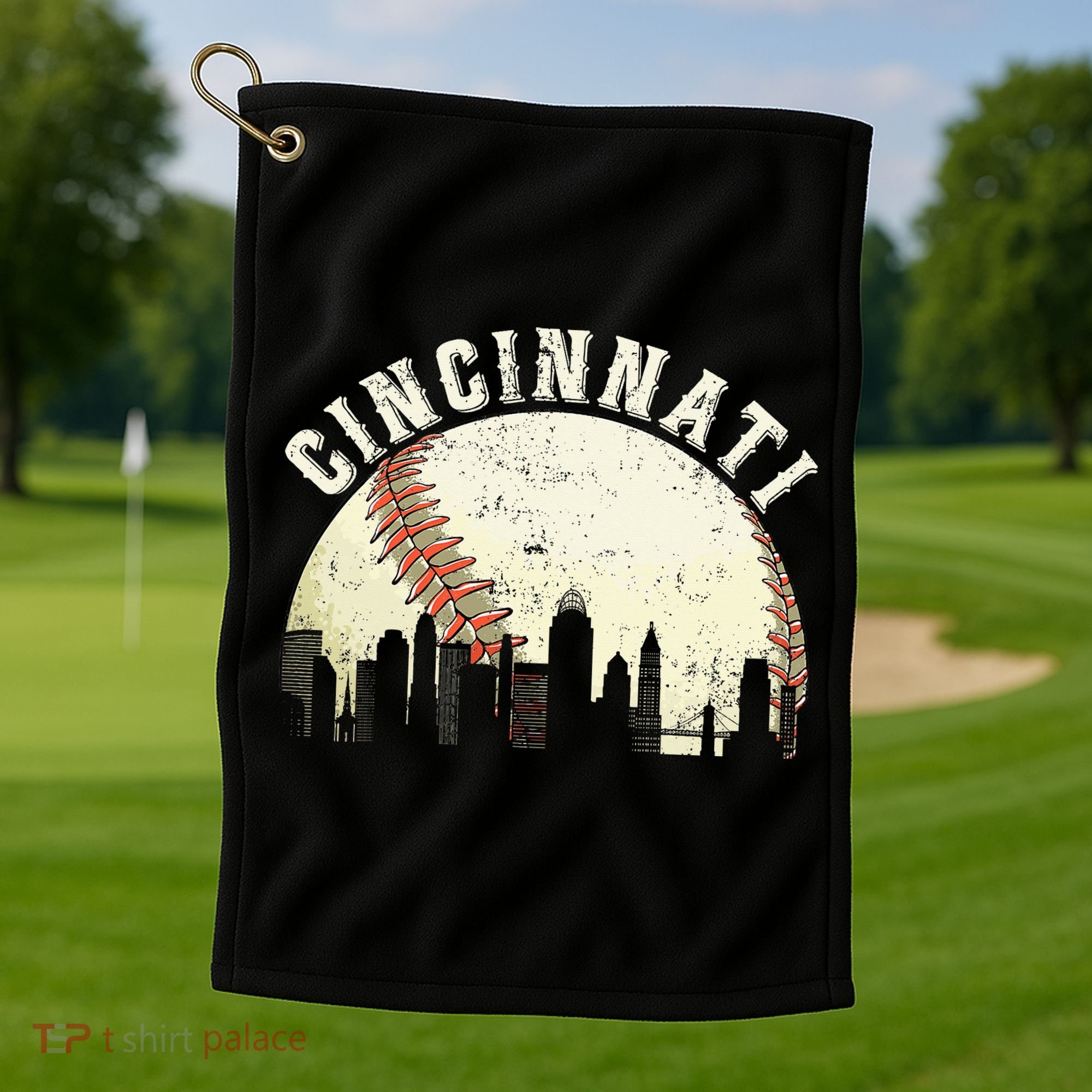 Cincinnati Cityscape Baseball Lover Women Golf Towel