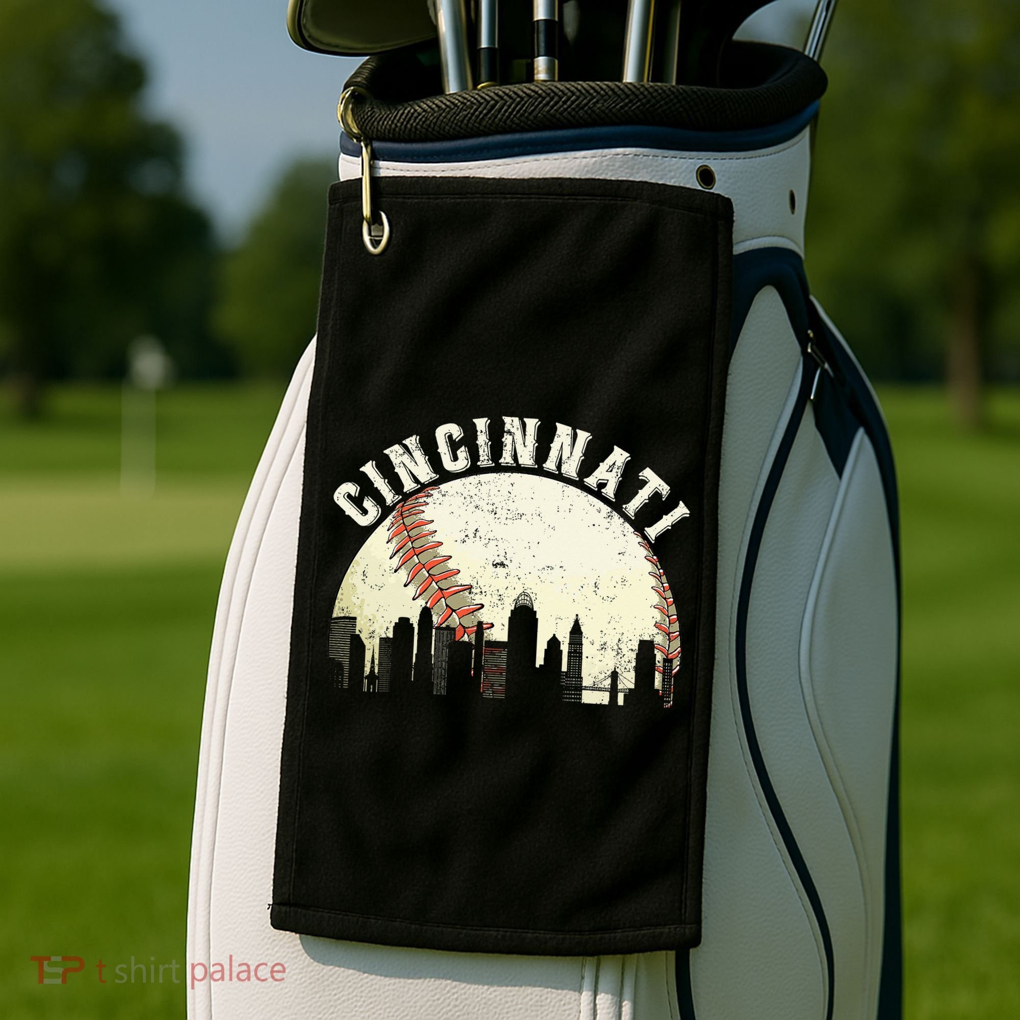 Cincinnati Cityscape Baseball Lover Women Golf Towel