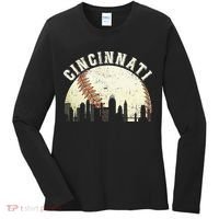 Cincinnati Cityscape Baseball Lover Women Women's Long Sleeve Shirt thumb 0