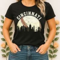 Cincinnati Cityscape Baseball Lover Women Women's T-Shirt thumb 2