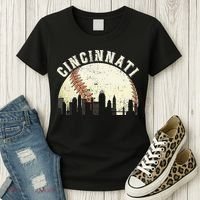Cincinnati Cityscape Baseball Lover Women Women's T-Shirt thumb 3