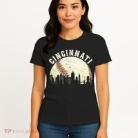 Cincinnati Cityscape Baseball Lover Women Women's T-Shirt thumb 4