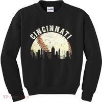 Cincinnati Cityscape Baseball Lover Women Kids Sweatshirt thumb 0