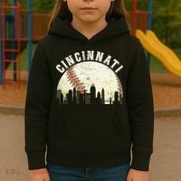 Cincinnati Cityscape Baseball Lover Women Kids Hoodie thumb 3