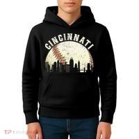 Cincinnati Cityscape Baseball Lover Women Kids Hoodie thumb 4