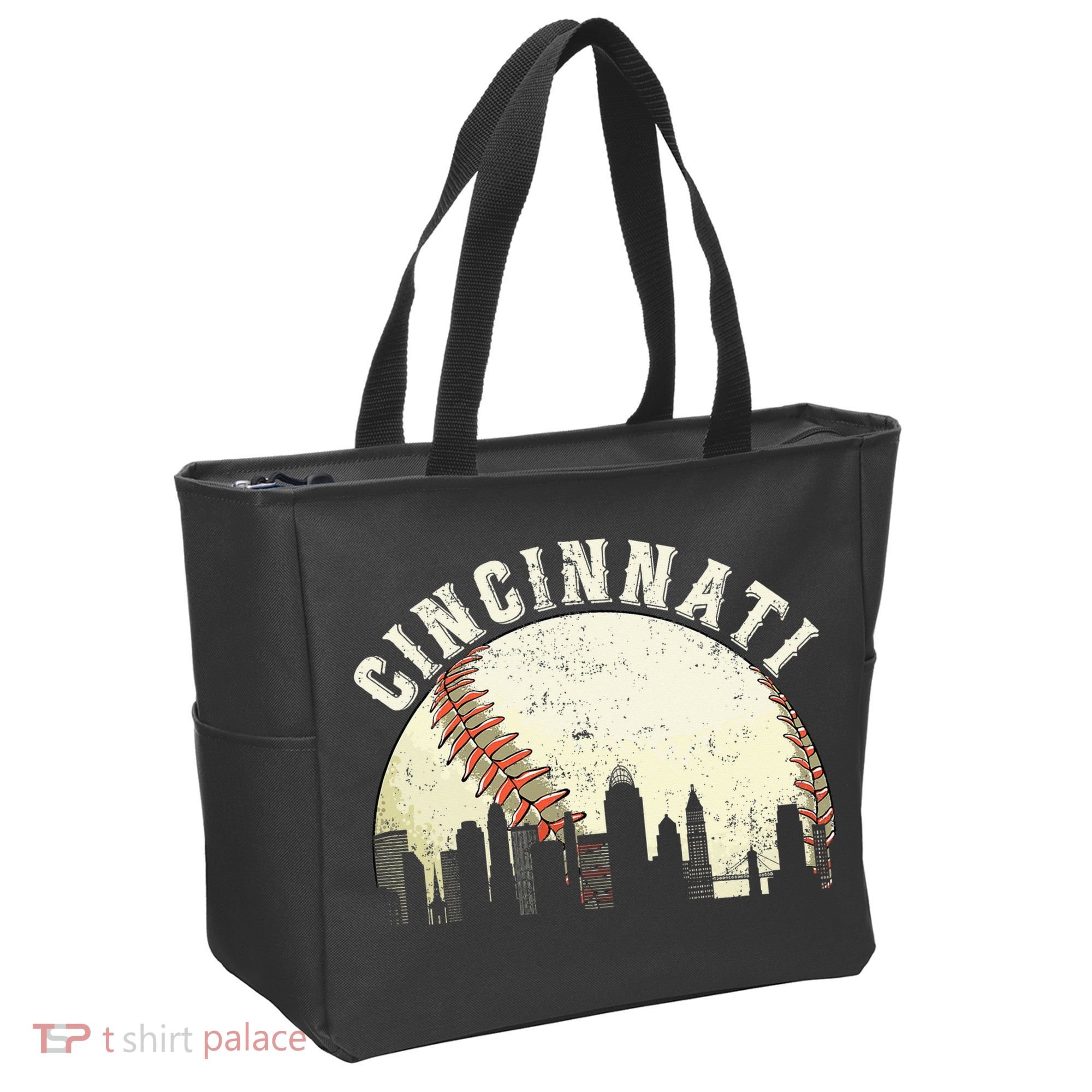 Cincinnati Cityscape Baseball Lover Women Tote Bag