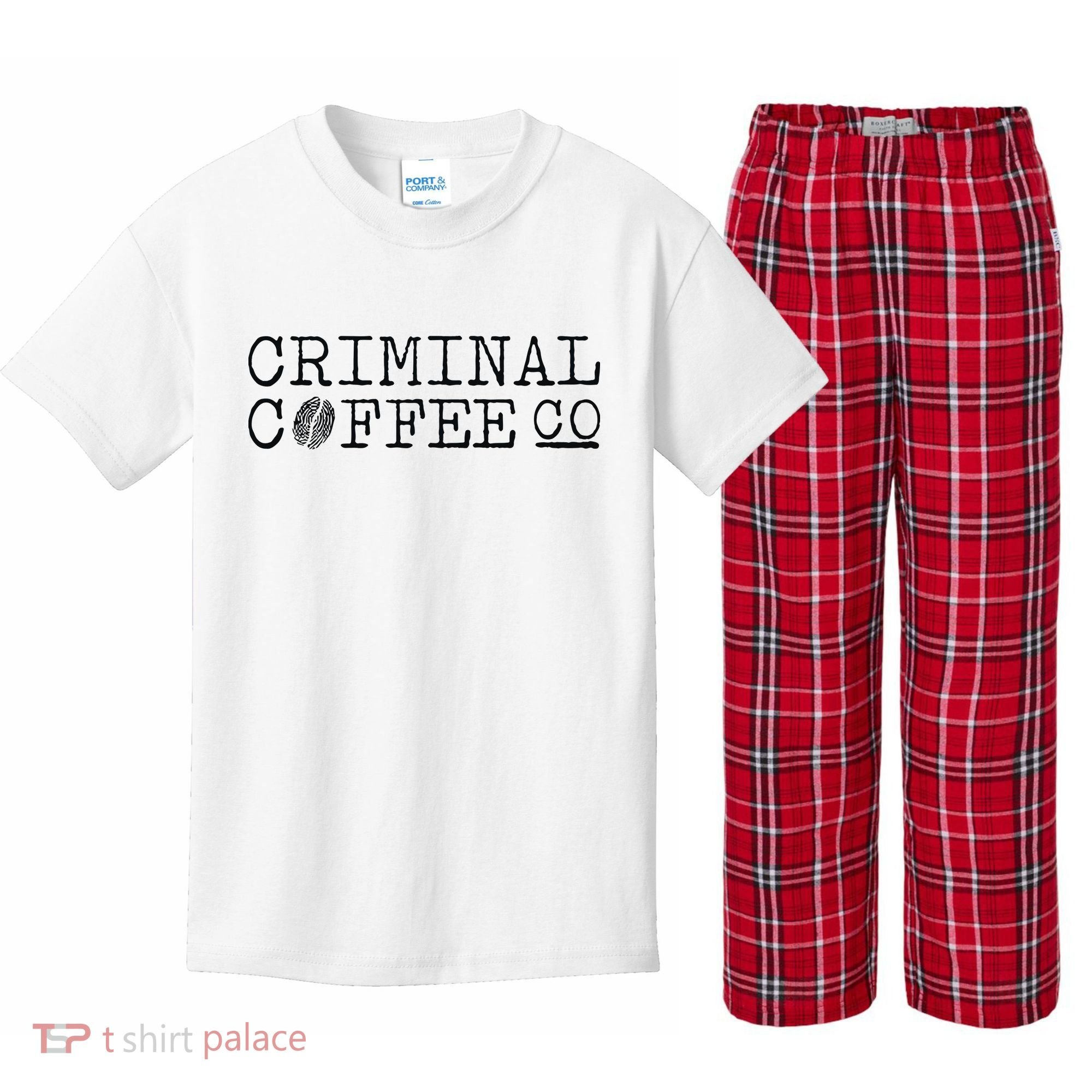 Criminal Coffee Kids Plaid Pajama Set
