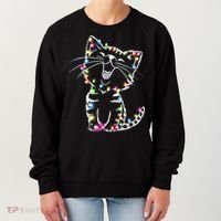 Cute Cat Christmas Lights Funny Xmas Women's Sweatshirt thumb 0