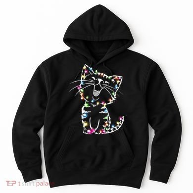 Cute Cat Christmas Lights Funny Xmas Hoodie
