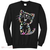 Cute Cat Christmas Lights Funny Xmas Sweatshirt thumb 0