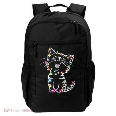 Cute Cat Christmas Lights Funny Xmas Backpack