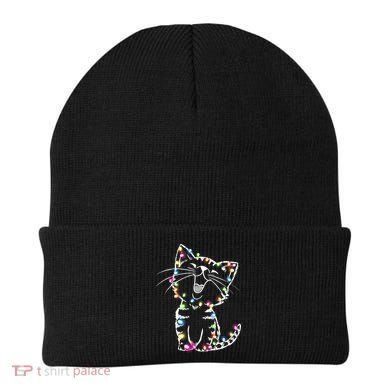 Cute Cat Christmas Lights Funny Xmas Beanie