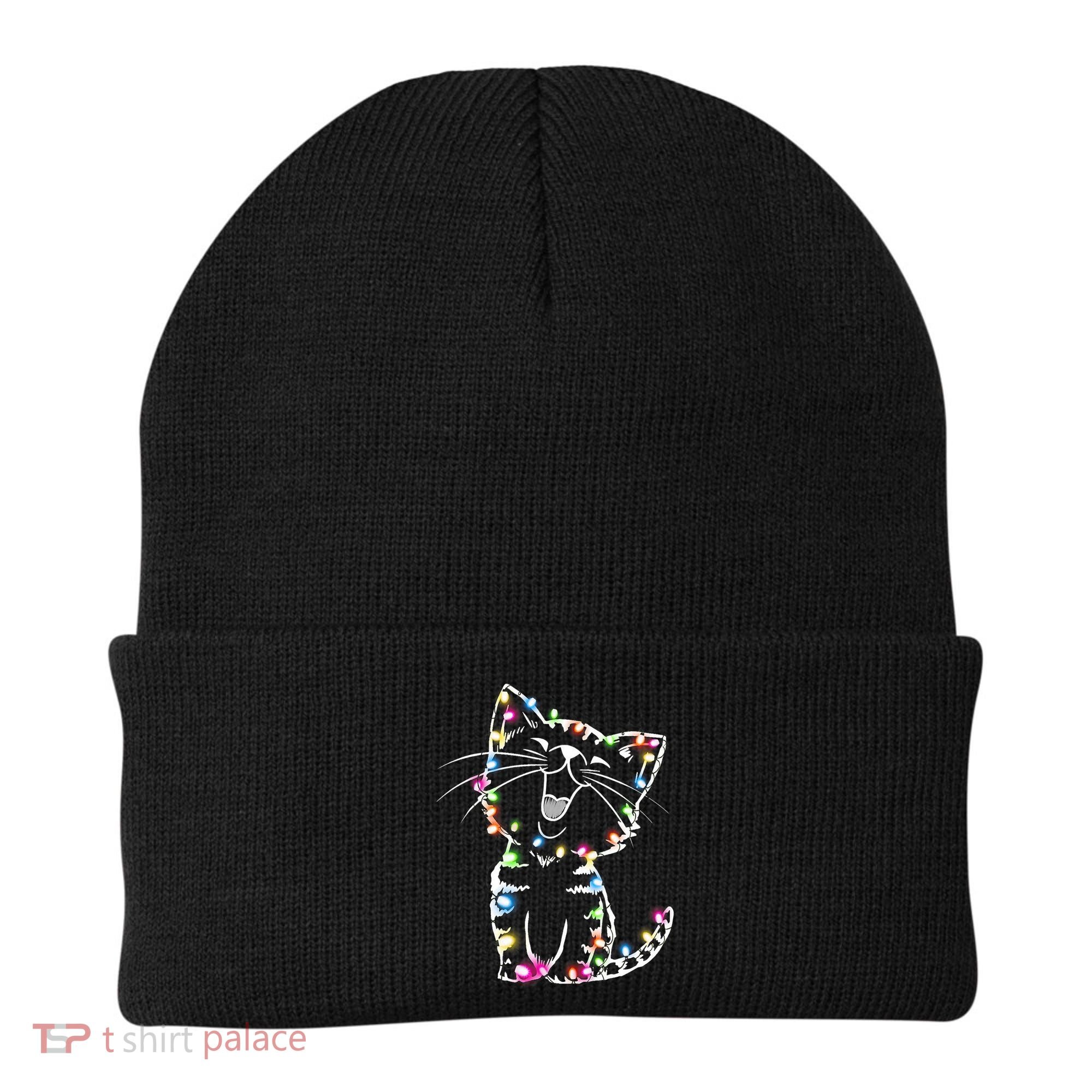 Cute Cat Christmas Lights Funny Xmas Beanie