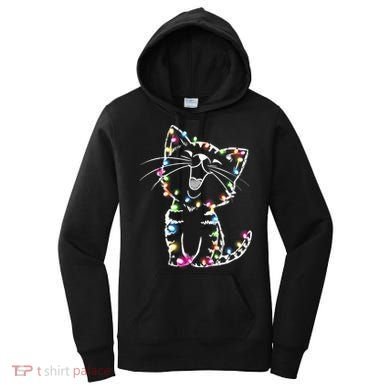 Cute Cat Christmas Lights Funny Xmas Women's Hoodie