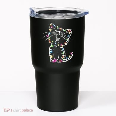 Cute Cat Christmas Lights Funny Xmas Tumbler