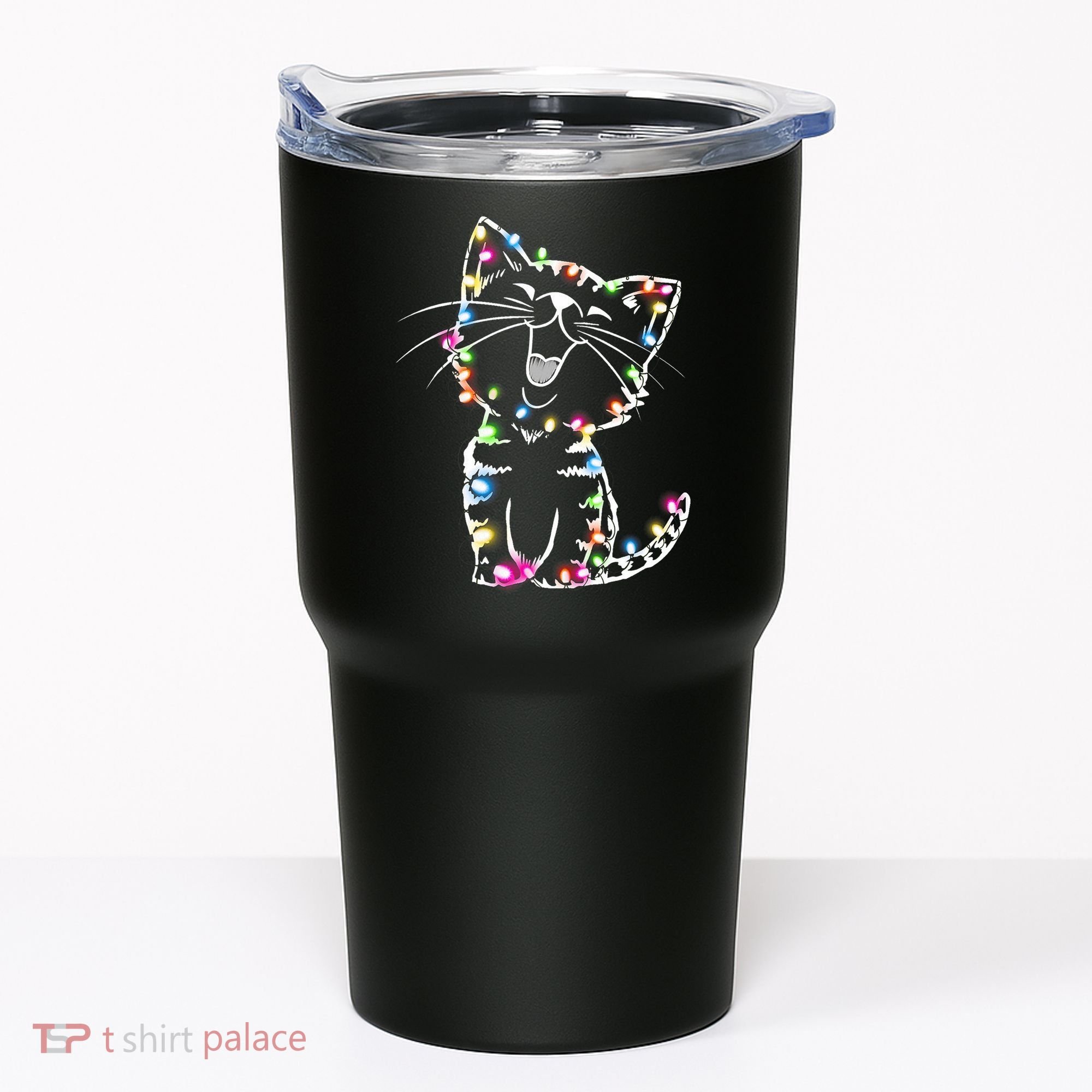 Cute Cat Christmas Lights Funny Xmas Tumbler
