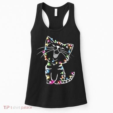 Cute Cat Christmas Lights Funny Xmas Women's Tank Top