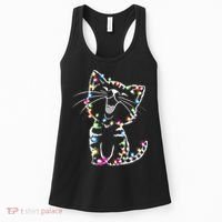 Cute Cat Christmas Lights Funny Xmas Women's Tank Top thumb 0