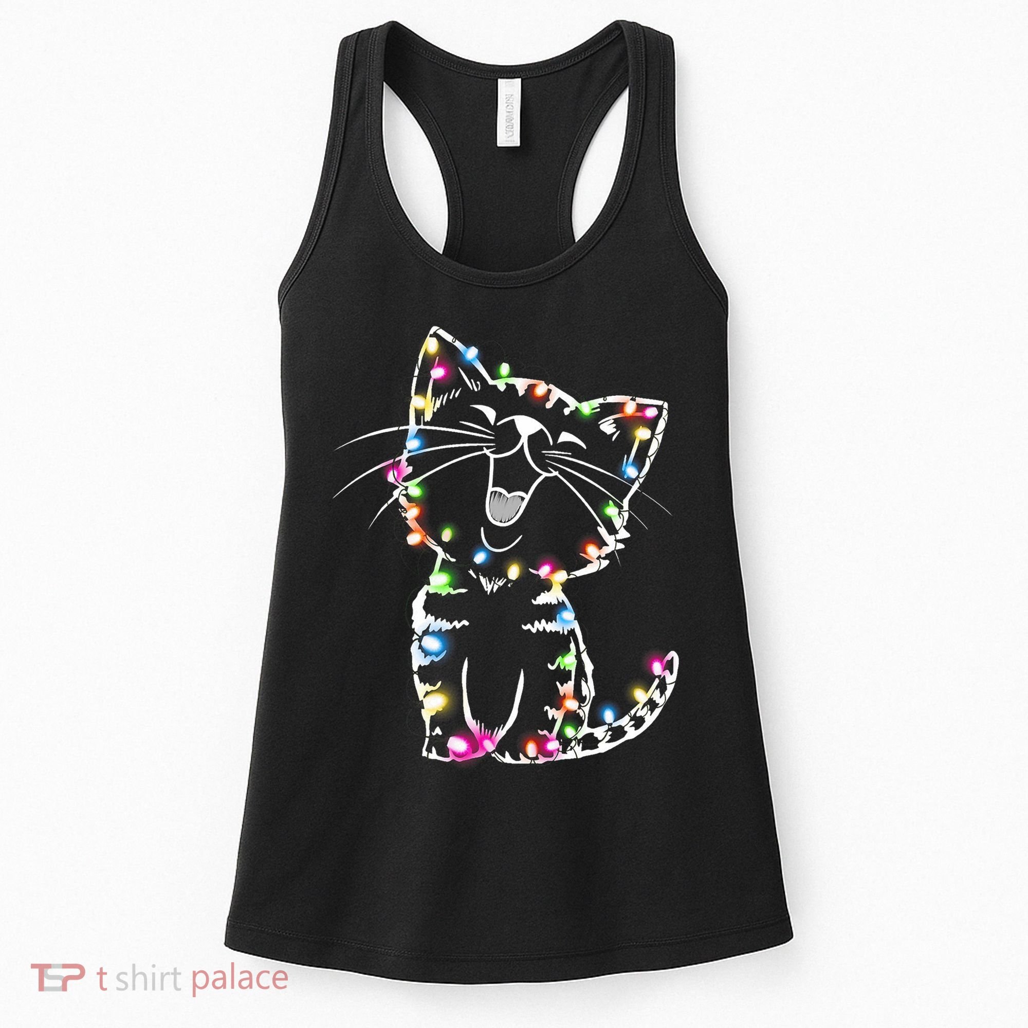 Cute Cat Christmas Lights Funny Xmas Women's Tank Top