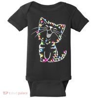 Cute Cat Christmas Lights Funny Xmas Baby Bodysuit thumb 0