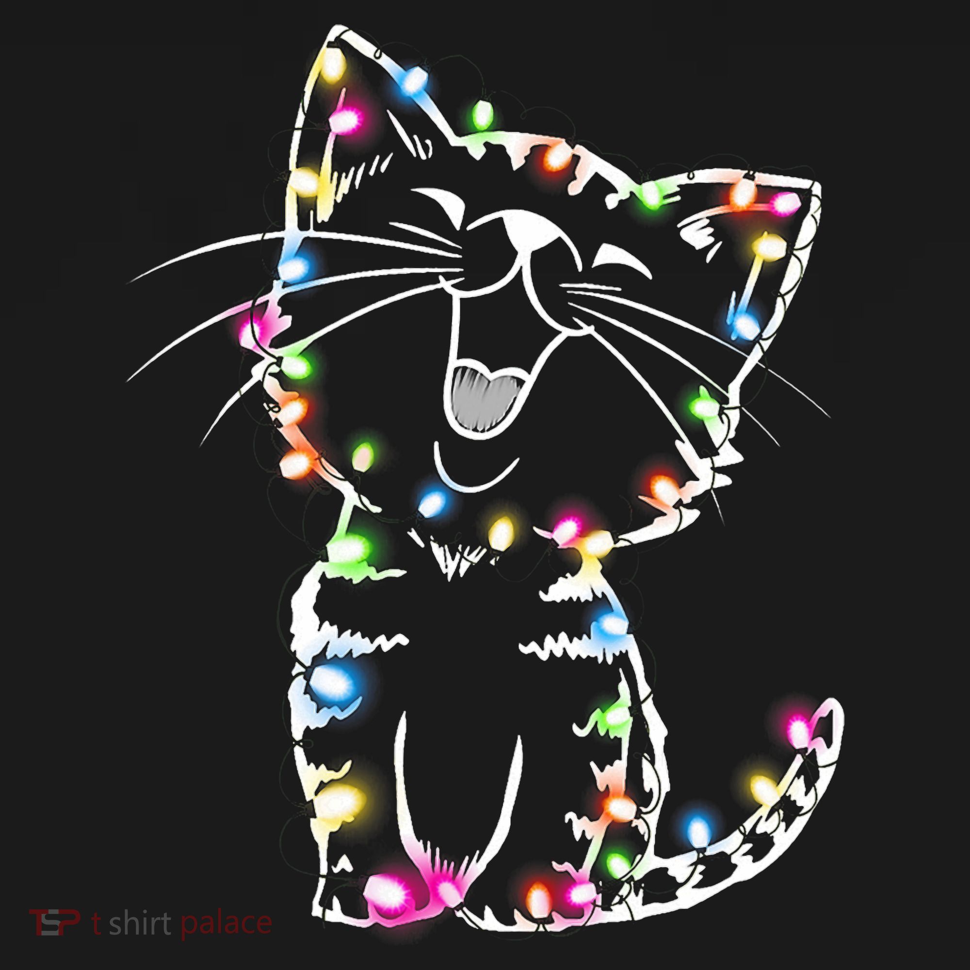 Cute Cat Christmas Lights Funny Xmas Toddler Hoodie