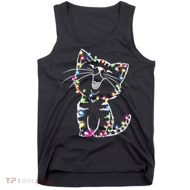 Cute Cat Christmas Lights Funny Xmas Tank Top