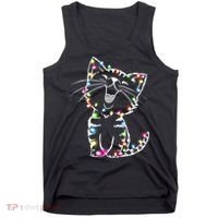 Cute Cat Christmas Lights Funny Xmas Tank Top thumb 0