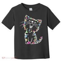 Cute Cat Christmas Lights Funny Xmas Toddler T-Shirt thumb 0