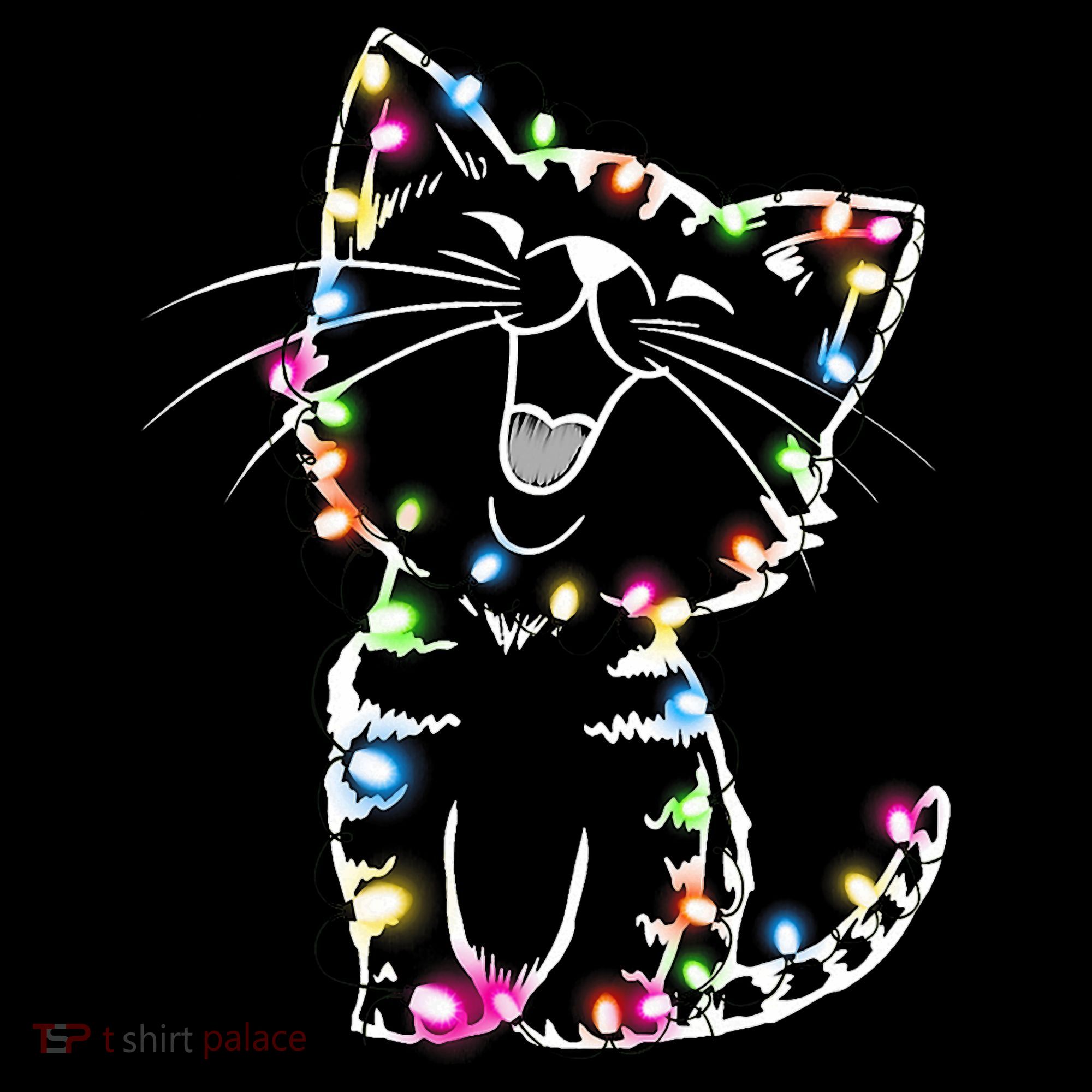 Cute Cat Christmas Lights Funny Xmas Kids Sweatshirt