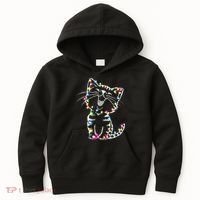 Cute Cat Christmas Lights Funny Xmas Kids Hoodie thumb 0