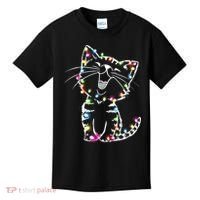 Cute Cat Christmas Lights Funny Xmas Kids T-Shirt thumb 0