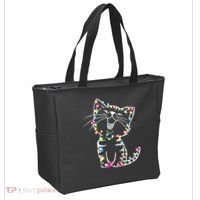 Cute Cat Christmas Lights Funny Xmas Tote Bag thumb 2