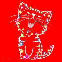 Cute Cat Christmas Lights Funny Xmas Santa Hat thumb 1