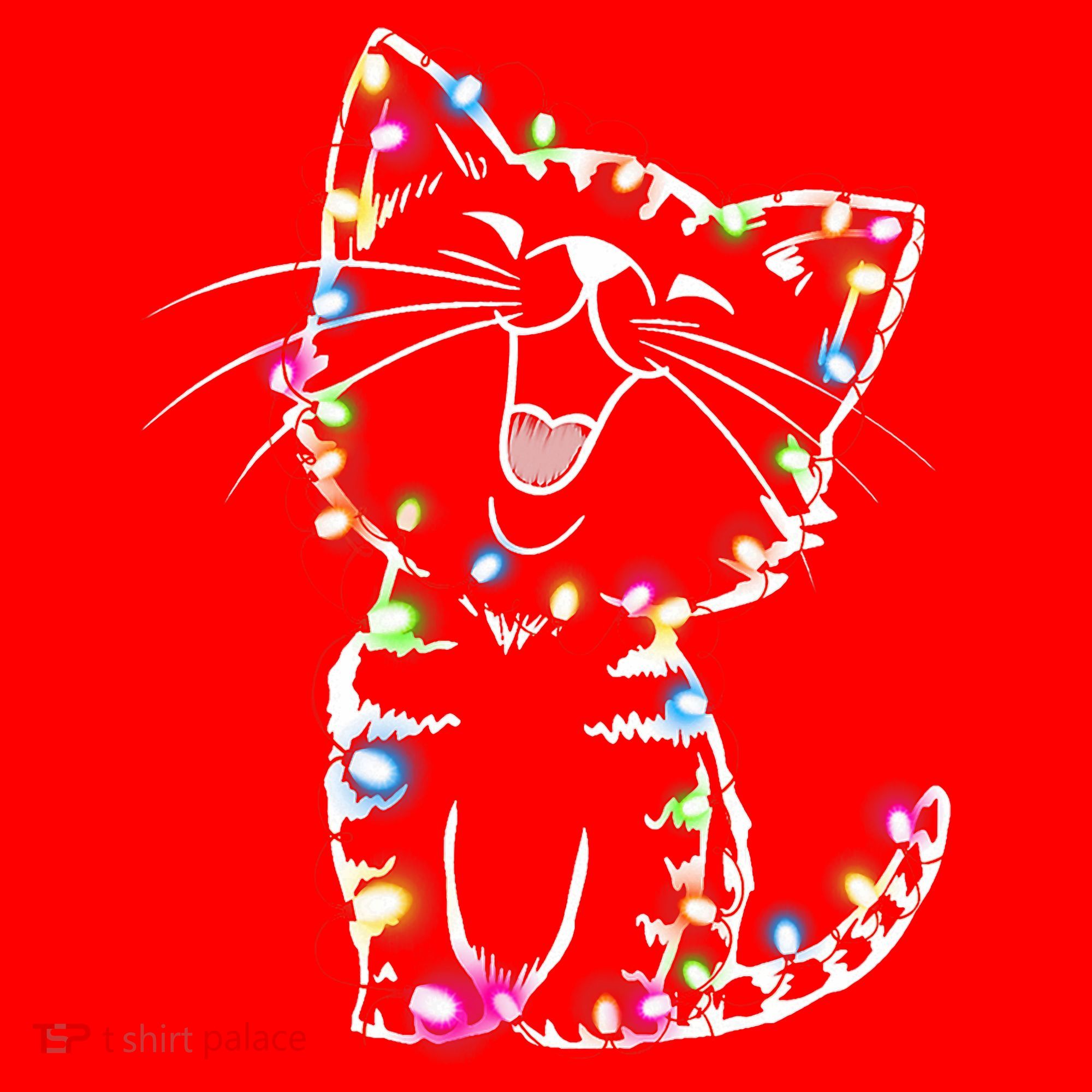 Cute Cat Christmas Lights Funny Xmas Santa Hat